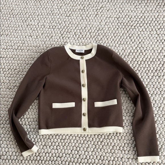 Babaton Sweaters - Babaton Brown and Cream Cardigan